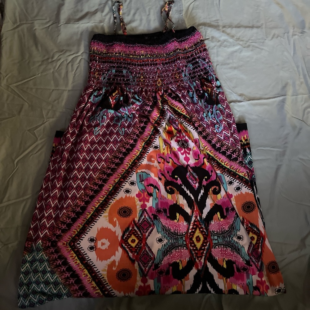 floor length multi colored sundress